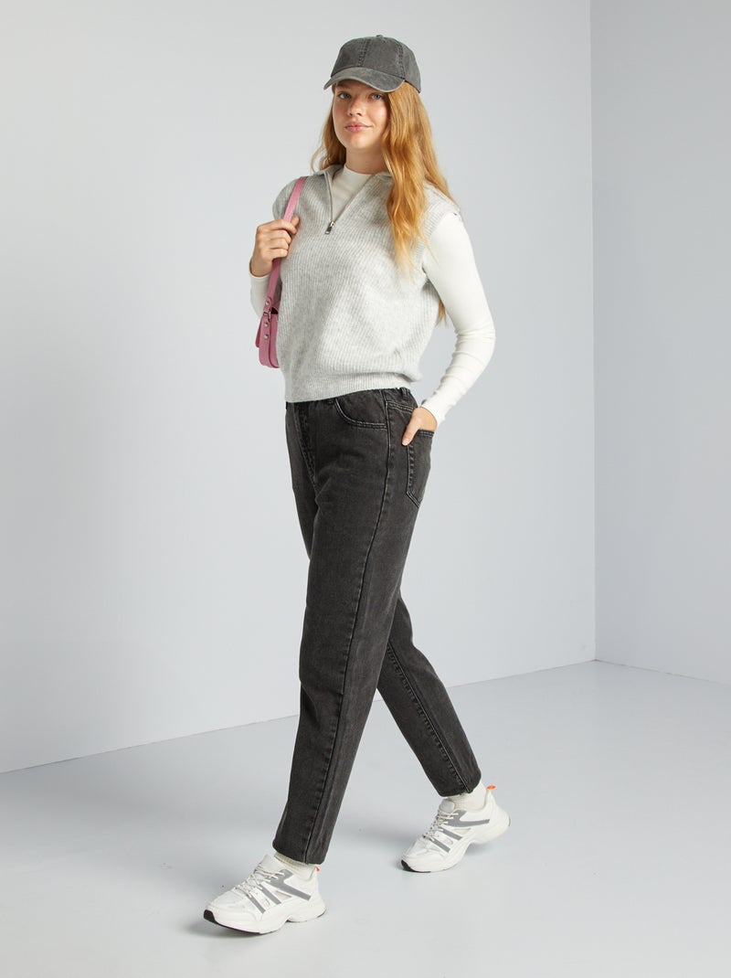 T-shirt a coste a maniche lunghe BIANCO - Kiabi