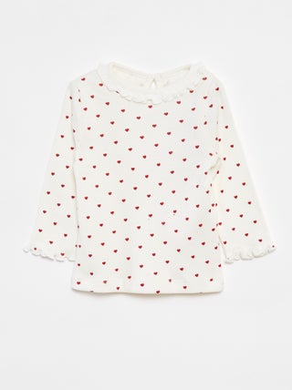 T-shirt a coste a maniche lunghe