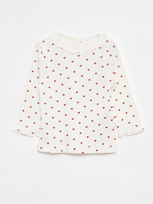 T-shirt a coste a maniche lunghe - Kiabi
