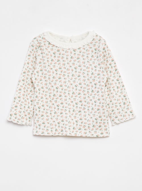 T-shirt a coste a maniche lunghe - Kiabi