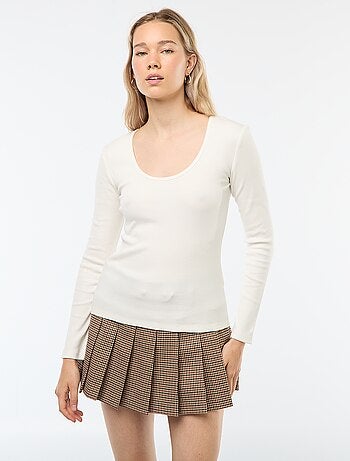 T-shirt a coste a maniche lunghe