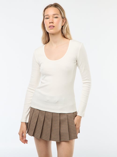 T-shirt a coste a maniche lunghe - Kiabi