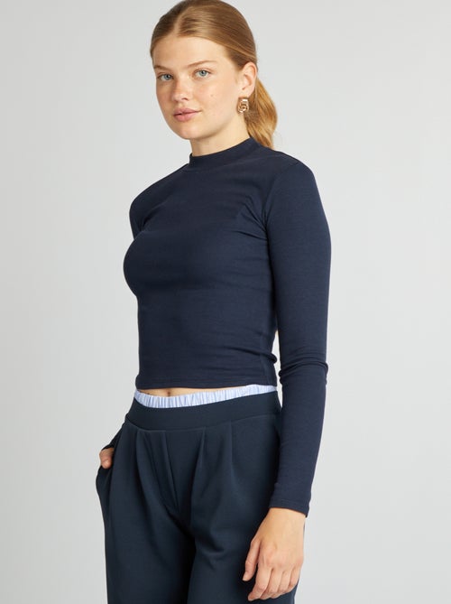 T-shirt a coste a maniche lunghe - Kiabi