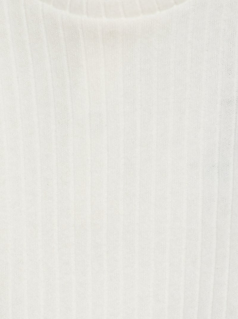 T-shirt a coste a maniche lunghe con volant sul giromanica BIANCO - Kiabi