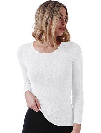 T-shirt a coste a maniche lunghe da donna ADMAS
