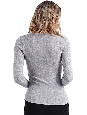 T-shirt a coste a maniche lunghe da donna ADMAS