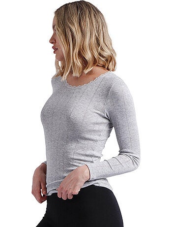 T-shirt a coste a maniche lunghe da donna ADMAS
