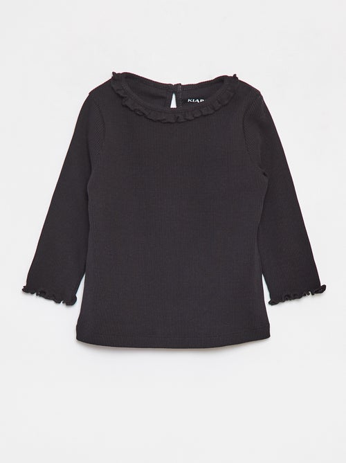 T-shirt a coste a maniche lunghe - Kiabi