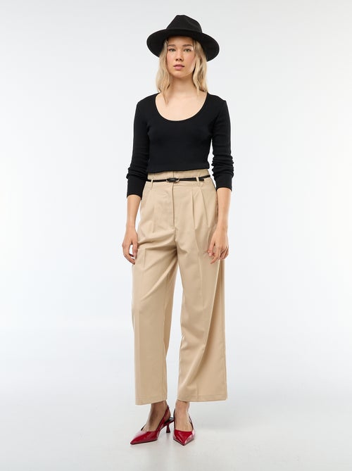 T-shirt a coste a maniche lunghe - Kiabi