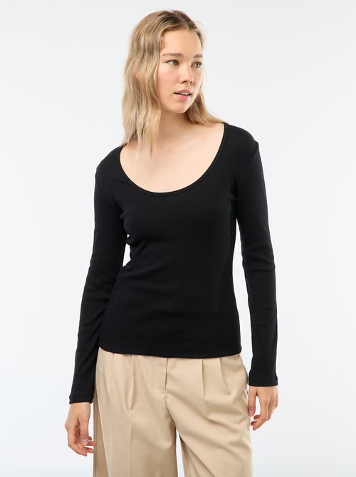 T-shirt a coste a maniche lunghe - Kiabi