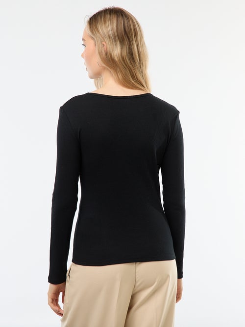 T-shirt a coste a maniche lunghe - Kiabi