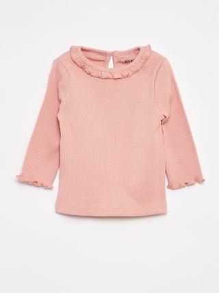 T-shirt a coste a maniche lunghe