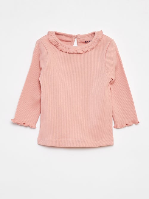 T-shirt a coste a maniche lunghe - Kiabi