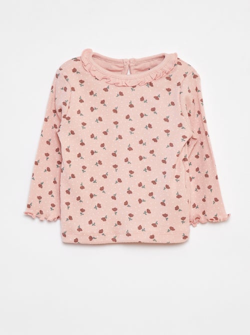 T-shirt a coste a maniche lunghe - Kiabi