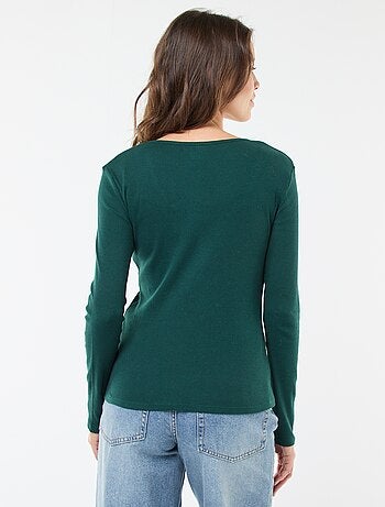 T-shirt a coste a maniche lunghe