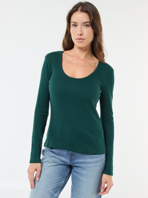 T-shirt a coste a maniche lunghe - Kiabi