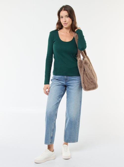 T-shirt a coste a maniche lunghe - Kiabi