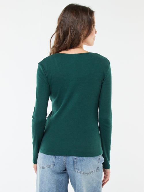 T-shirt a coste a maniche lunghe - Kiabi