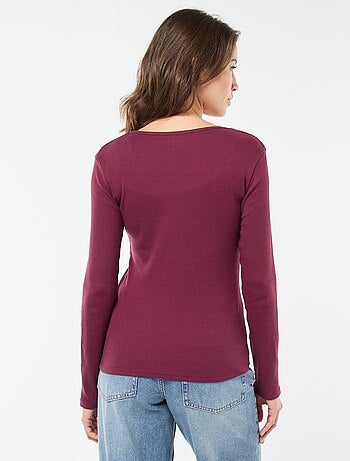 T-shirt a coste a maniche lunghe