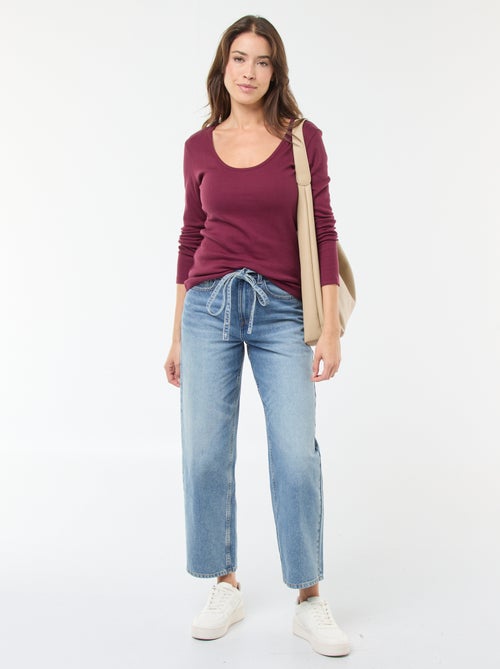 T-shirt a coste a maniche lunghe - Kiabi