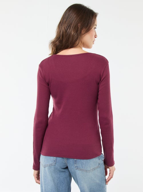 T-shirt a coste a maniche lunghe - Kiabi