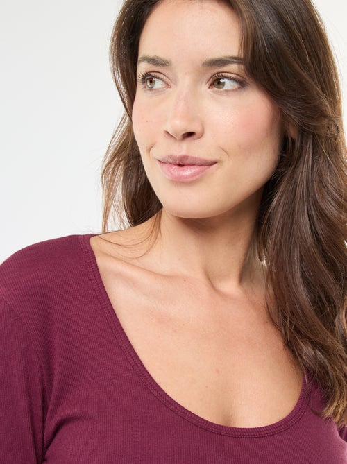 T-shirt a coste a maniche lunghe - Kiabi