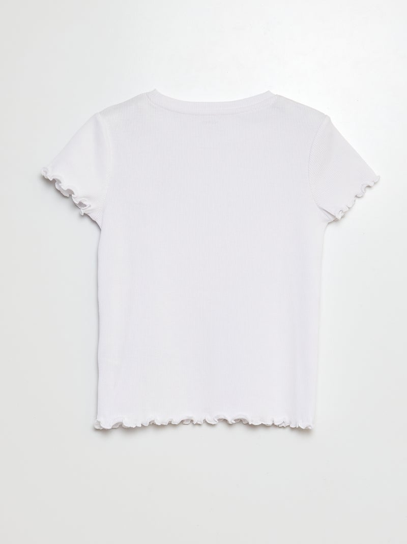 T-shirt a coste bordi ondulati bianco - Kiabi