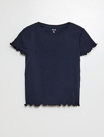 T-shirt a coste bordi ondulati