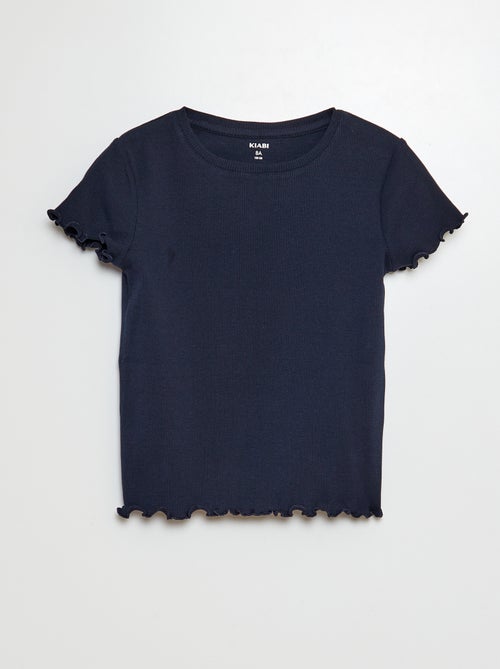 T-shirt a coste bordi ondulati - Kiabi