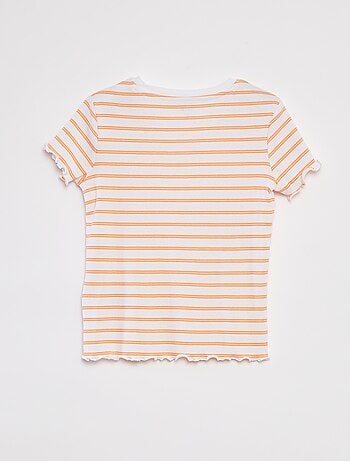 T-shirt a coste bordi ondulati e motivi
