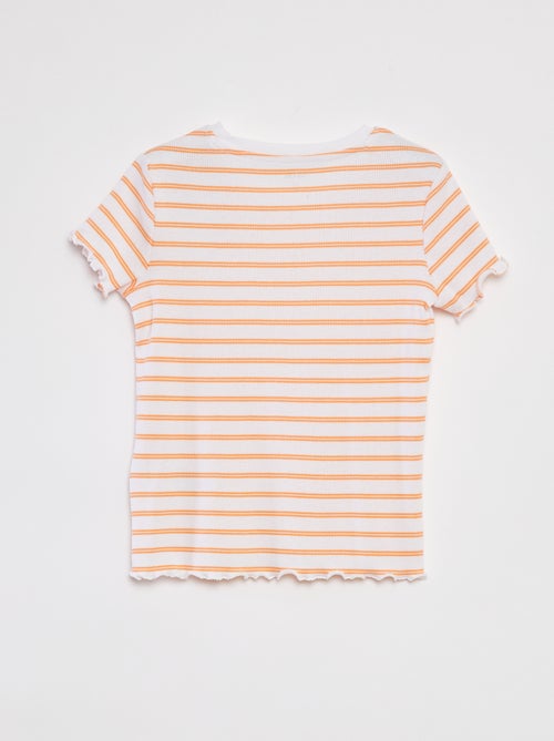 T-shirt a coste bordi ondulati e motivi - Kiabi