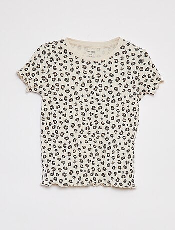 T-shirt a coste bordi ondulati e motivi