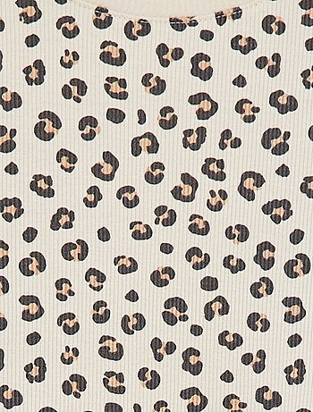 T-shirt a coste bordi ondulati e motivi