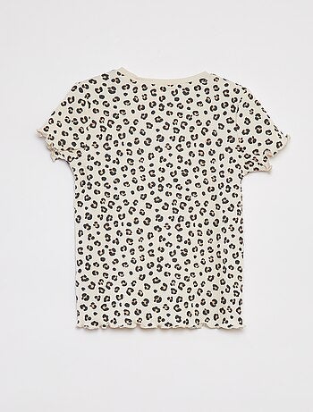 T-shirt a coste bordi ondulati e motivi