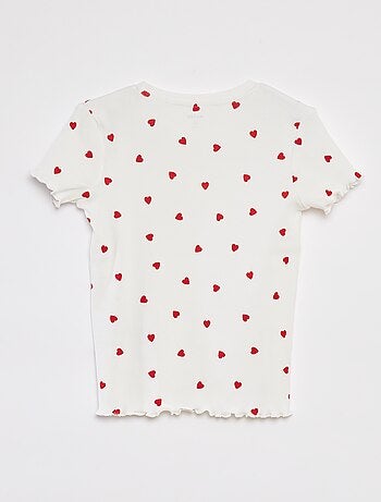 T-shirt a coste bordi ondulati e motivi