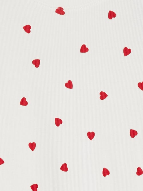 T-shirt a coste bordi ondulati e motivi - Kiabi