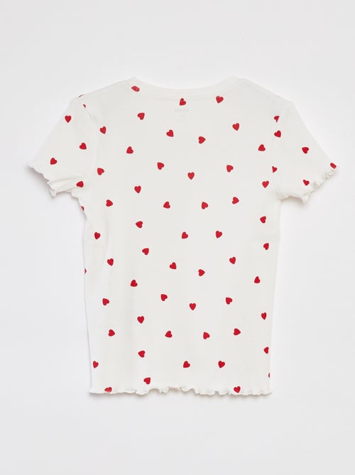 T-shirt a coste bordi ondulati e motivi - Kiabi