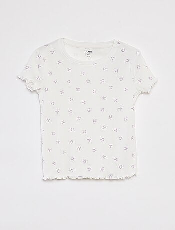 T-shirt a coste bordi ondulati e motivi