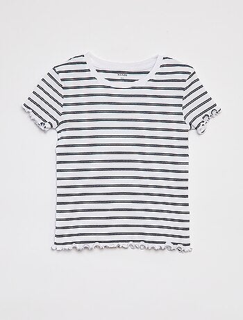 T-shirt a coste bordi ondulati e motivi