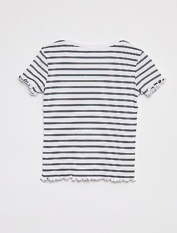 T-shirt a coste bordi ondulati e motivi