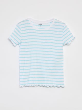 T-shirt a coste bordi ondulati e motivi