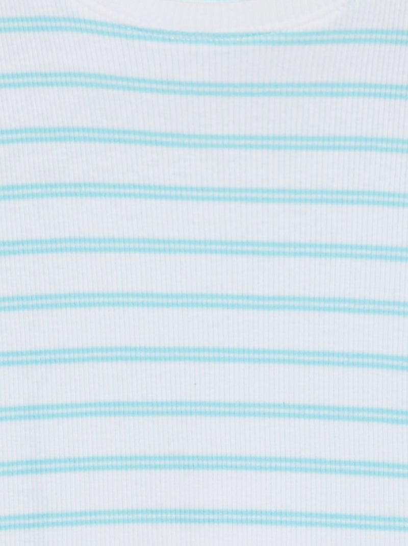 T-shirt a coste bordi ondulati e motivi BLU - Kiabi