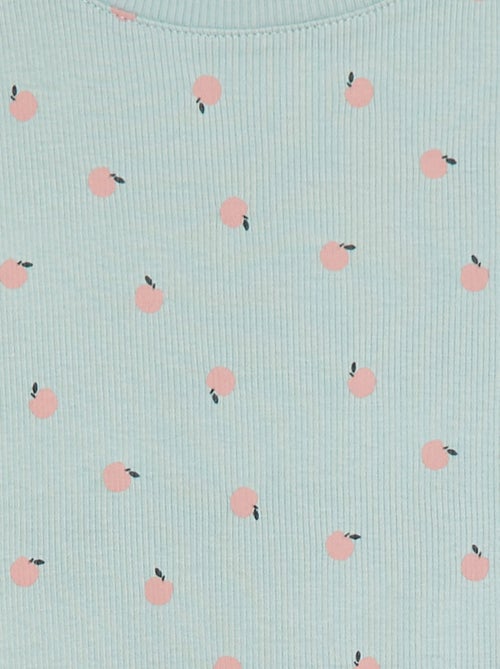 T-shirt a coste bordi ondulati e motivi - Kiabi