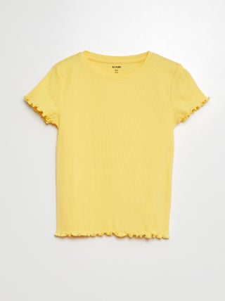 T-shirt a coste bordi ondulati