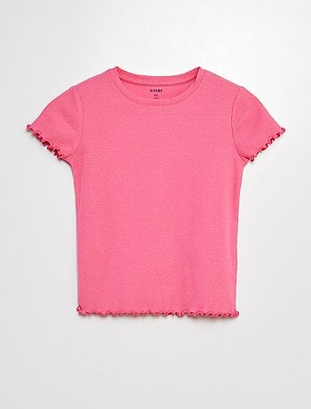 T-shirt a coste bordi ondulati