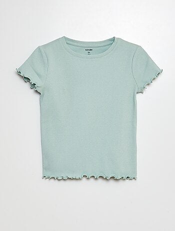 T-shirt a coste bordi ondulati