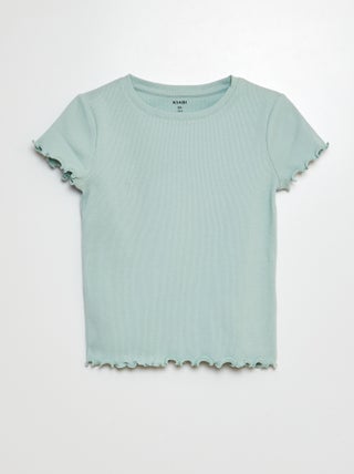 T-shirt a coste bordi ondulati
