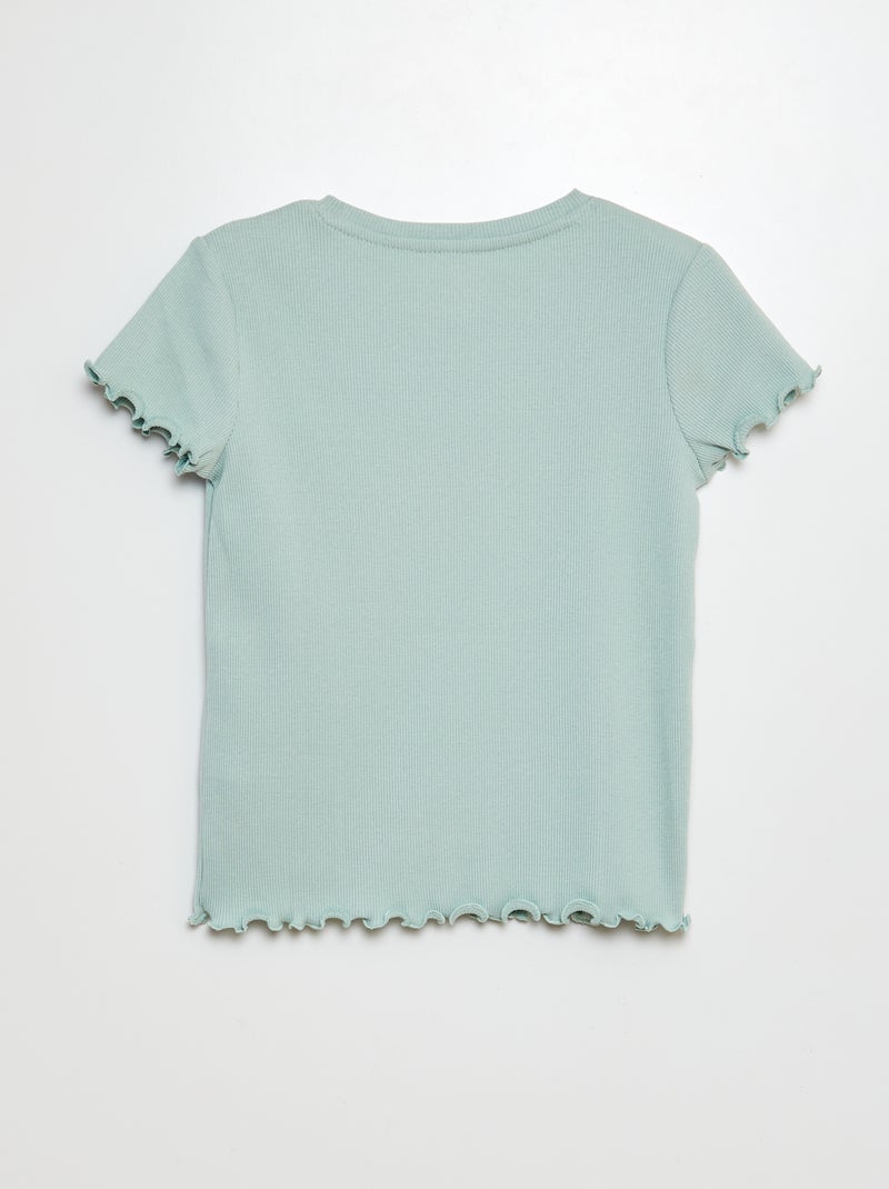 T-shirt a coste bordi ondulati VERDE - Kiabi