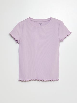 T-shirt a coste bordi ondulati
