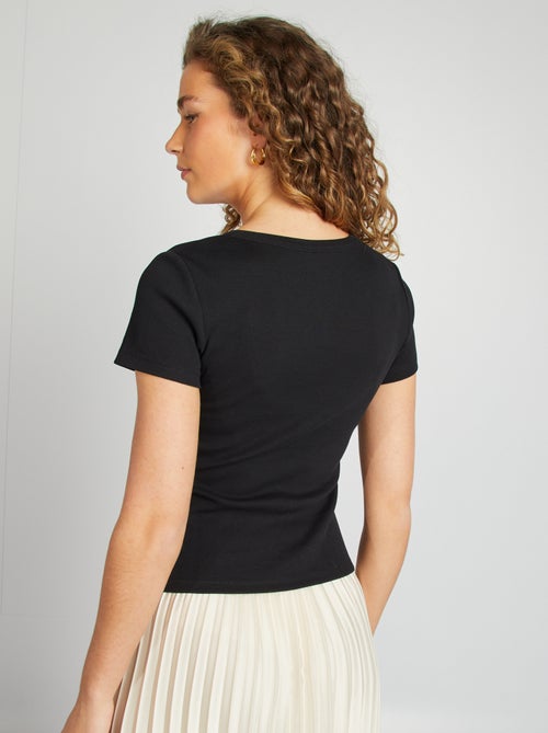 T-shirt a coste con bottoni fantasia - Kiabi